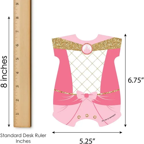 Miniatura 5 de Big Dot of Happiness Little Princess Crown - Tarjetas y marcadores de bingo con imágenes - Juego de bingo con forma de princesa rosa y dorado