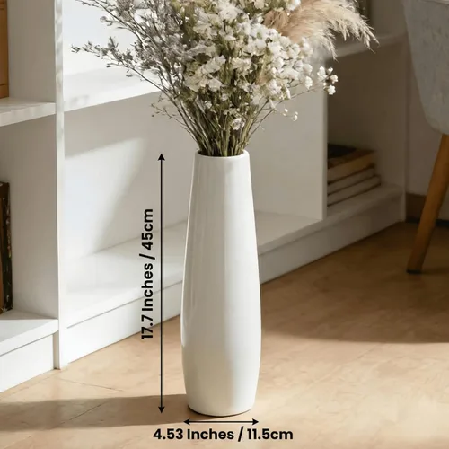 Miniatura 3 de Jarrón de cerámica blanca de 17.7 pulgadas de alto, soporte para flores, jarrones grandes decorativos para centros de mesa, estantes, decoración