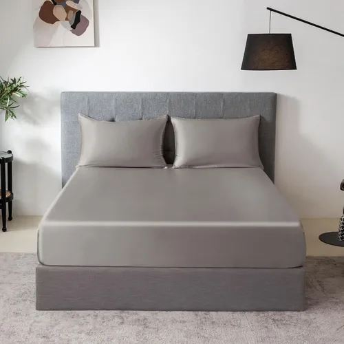 Miniatura 10 de THXSILK Juego de sábanas bajeras de 100% seda de morera, 3 piezas de seda 7A+, transpirable, suave, sábana bajera de 16 pulgadas de profundidad, 2