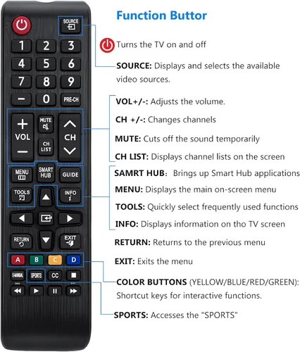 Miniatura 6 de Angrox Mando a distancia universal para Samsung-TV-Remote todos los modelos Samsung LCD LED HDTV 3D Smart TV para televisores Samsung 1199F1