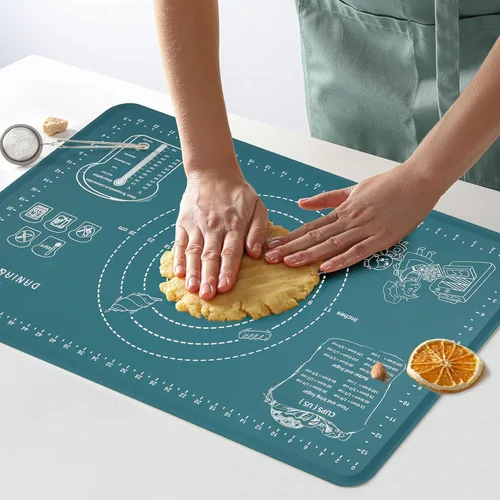 Miniatura 21 de Alfombrilla de silicona para hornear, 26" x 16" antideslizante para amasar masa de repostería, alfombrilla antiadherente para hornear con medidas