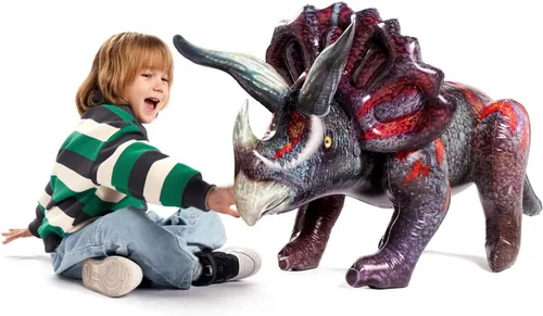 JOYIN Juguete inflable de dinosaurio Triceratops de 43 pulgadas para decoraciones de fiesta, regalo de fiesta de cumpleaños para niños y adultos