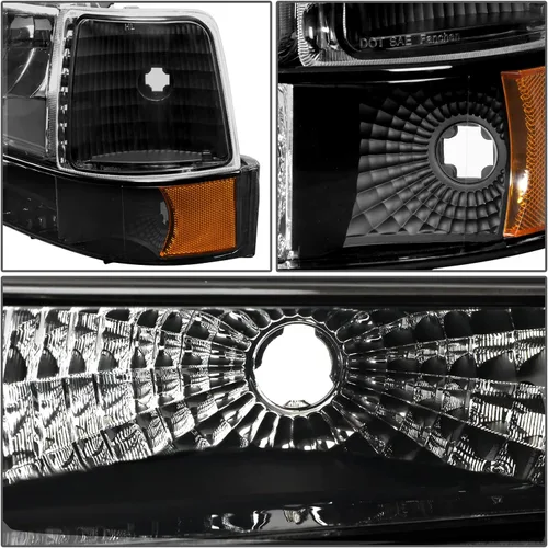 Miniatura 4 de DNA Motoring HL-OH-F15092-6P-BK-AM - Faros delanteros de repuesto para Bronco 92-96 F150 F250 F350, color negro, faros ámbar