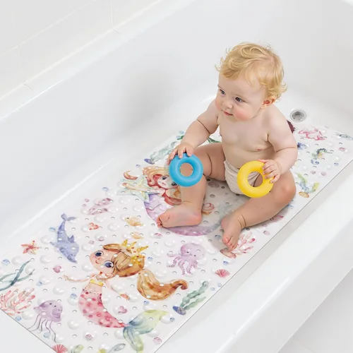 Miniatura 12 de Topotdor Alfombra de Baño para Bebé para Bañera para Niños, 40 X 16 Pulgadas Extra Larga Alfombra de Bañera para Niños Pequeños Antideslizante