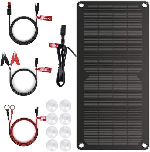 Miniatura 8 de Renogy Cargador solar de 10 W con enchufe de encendedor, pinzas lagarto, cables de batería para automóvil, barco, motocicletas, camiones
