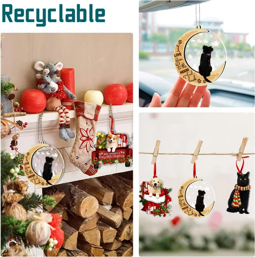 Miniatura 5 de Adornos de Perro Pastor Australiano para Árbol de Navidad, Adorno de Madera y Acrílico de 2 Capas de Pastor Australiano, Decoración Navideña 2025