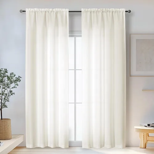 Miniatura 89 de OWENIE Bob Juego de 2 Paneles de Cortinas Negras de Cocina para Ventanas de 36 Pulgadas de Largo, Cortinas Cortas de Café con Textura de Lino