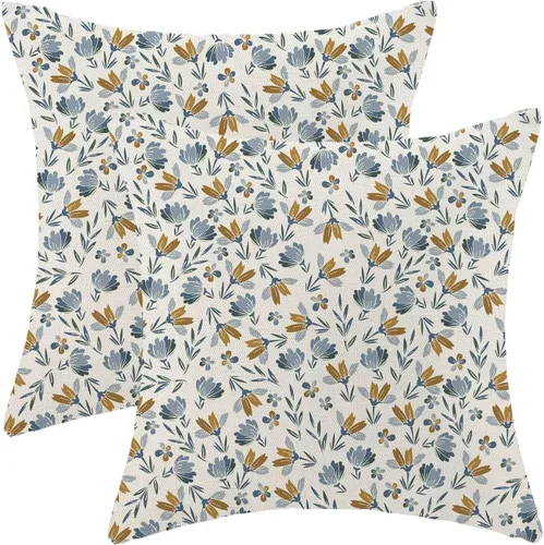 Miniatura 10 de Juego de 2 fundas de almohada decorativas para el 4 de julio, 16 x 16 pulgadas, diseño patriótico de estrellas azul marino del Día