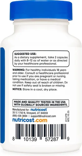Miniatura 4 de Nutricost Berberina HCl 1200 mg, 60 cápsulas vegetarianas, sin gluten y sin OMG