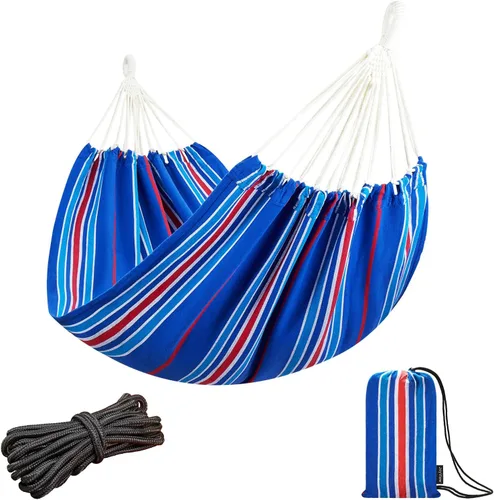 Miniatura 11 de JoyView Hamaca individual de macramé bohemia con cuerdas para colgar y elegantes borlas, hamaca portátil de algodón de 78.8 x 39.4 pulgadas