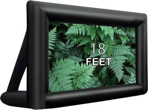 Pantalla de proyector de película inflable de 18 pies, pantalla de proyector para exteriores, proyección delantera/trasera, incluye soplador,