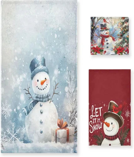 Miniatura 14 de Toalla de baño de manos rosa con árbol de Navidad, toalla de cocina de copo de nieve de invierno, decoración de vacaciones, grifo de baño, juego