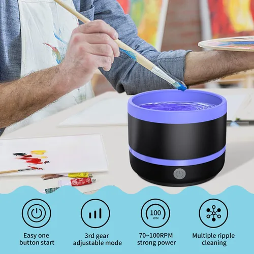 Miniatura 3 de YAGHVEO® Limpiador de pinceles de pintura eléctrica, taza de enjuague, limpiador de pinceles de pintura, enjuague de pinceles para pintar, máquina
