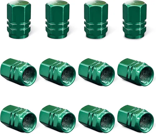 Ziciner 12 tapas de vástago de válvula de neumático de automóvil, cubiertas de válvula de rueda de aleación de aluminio con junta tórica de goma,
