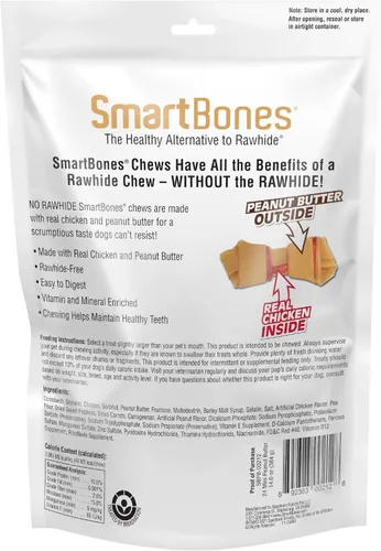 Miniatura 2 de SmartBones Mini masticables con mantequilla de maní real, 24 unidades, masticables sin piel cruda para perros (el embalaje puede variar)