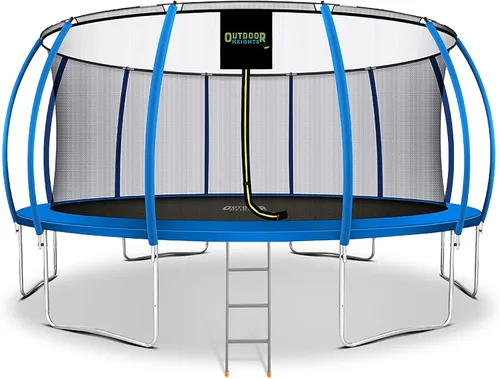 Miniatura 12 de Trampolín de 15 pies con red de recinto, trampolín para exteriores con red de seguridad para niños con escalera, trampolín para patio trasero de 6