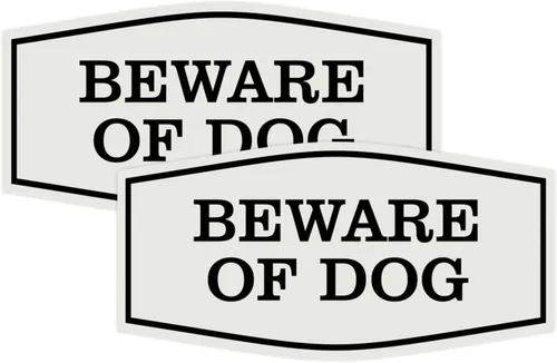 Miniatura 9 de All Quality Fancy Beware of Dog Letrero Material duradero Señales de seguridad para el hogar Fácil de instalar (negro/oro), mediano, 1 paquete