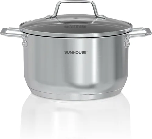 Miniatura 13 de SUNHOUSE Olla de horno holandés de hierro fundido esmaltado, horno holandés de 3 cuartos de galón con tapa para hornear pan, estofado, guisos, olla