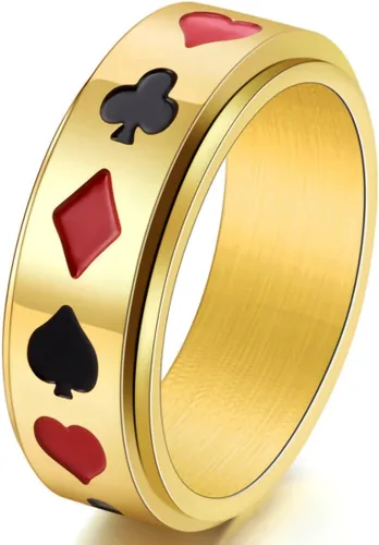 Anillos giratorios giratorios chapados en oro de 18 quilates con circonita cúbica para mujeres y hombres 0.315 in de acero inoxidable con patrón de