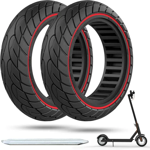Miniatura 10 de Cooryda Neumático de scooter de 10 x 2.125, neumáticos de goma sólida de 10 pulgadas, sin cámara, repuesto delantero o trasero de 10 x 2.125 2 negro