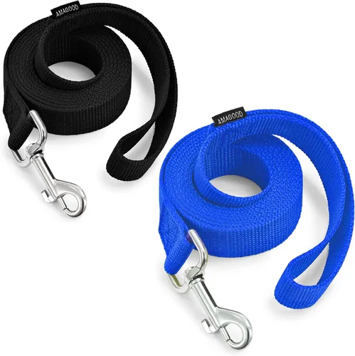 Miniatura 51 de AMAGOOD 6 pies de correas para cachorros/perros, correa de estilo tradicional resistente con gancho de cuello fácil de usar, correa para perros Negro