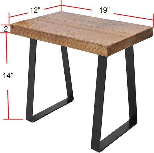 Miniatura 2 de Banco de madera maciza de 19 x 12 x 16 pulgadas de alto, taburetes rectangulares de entrada, mesa auxiliar rústica de café, mesa auxiliar de losa
