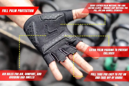 Miniatura 9 de Fit Active Sports Max Grip - Guantes de entrenamiento para levantamiento de pesas para levantamiento de pesas, ciclismo, entrenamiento de fitness