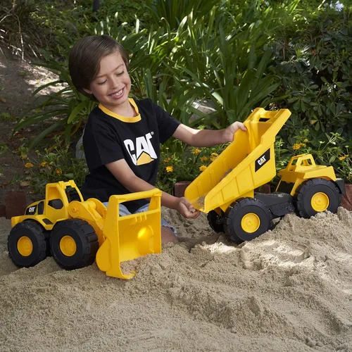 Miniatura 4 de CAT Juguetes de Construcción, Plataformas Duras Camión Volquete y Cargador de 15 Pulgadas, Juego de Juguetes 2 Piezas para Edades de 2+, Vehículo