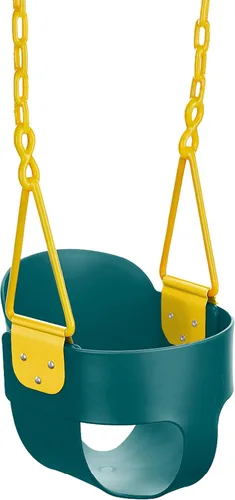 Miniatura 8 de Columpio completo de lujo con respaldo alto para niños pequeños con cadena exclusiva y protección de pellizco triangular - Azul - Squirrel Products