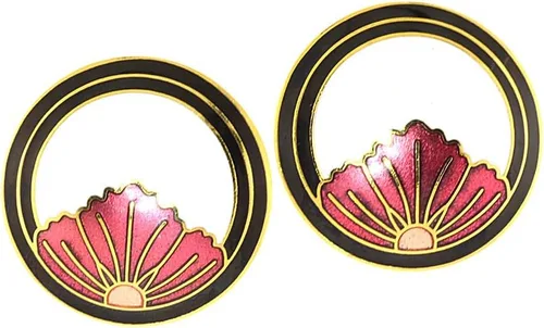 Cloisonne - Pendientes de clip con diseño de técnica decorativa antigua de 2 diseños y 4 colores