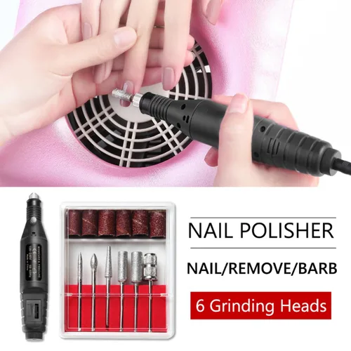 Miniatura 2 de Taladro de uñas eléctrico USB, lima de uñas portátil profesional, manicura y pedicura con 6 brocas de uñas, kit de herramientas de arte de uñas