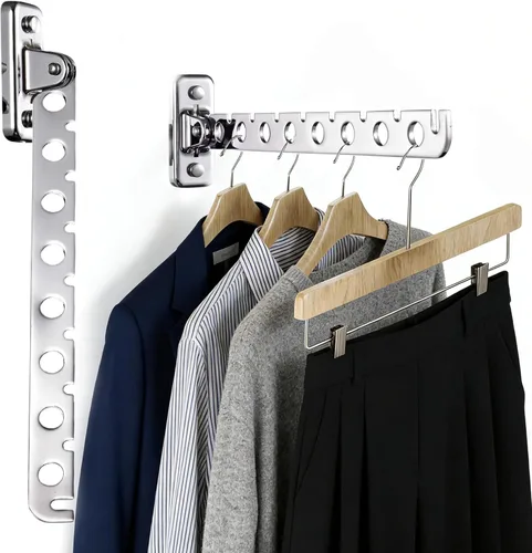 COTTAGE LIFE Percha para ropa sucia, colgador de pared, colgador de ropa, colgador de ropa para colgar en la pared, perchero plegable de acero