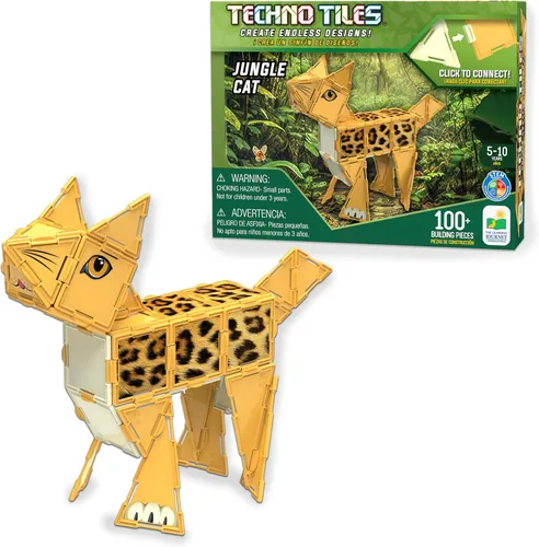 The Learning Journey Techno Tiles - Jungle Cat | Proyecto de construcción con más de 100 piezas de construcción | Proyectos STEM para niños de 5 a