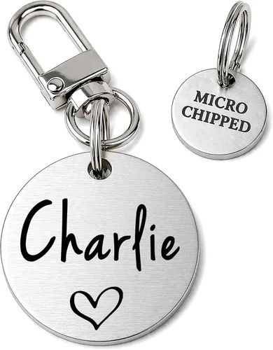 Miniatura 27 de Ultra Joys - Etiqueta personalizada de identificación para mascotas para perros, etiqueta de identificación de hueso de acero inoxidable cepillado