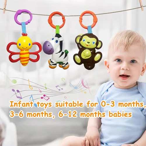 Miniatura 7 de Juguetes para bebés, juguetes de sonajero colgante de animales de dibujos animados, sonajeros de bebé, cuna para bebé, asiento de automóvil