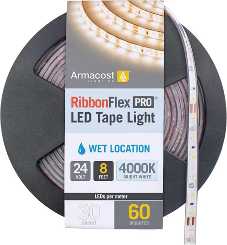 Miniatura 8 de Armacost Lighting RibbonFlex Pro 135410 - Cinta de luz blanca cálida (2700 K), 60 LEDs/M, 8.2 ft, 24 V