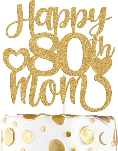 Miniatura 21 de Decoración para tartas con texto en inglés "Happy 50th Mom", feliz 50 cumpleaños para madre, saludos a 50 años, cumpleaños, aniversario, suministros