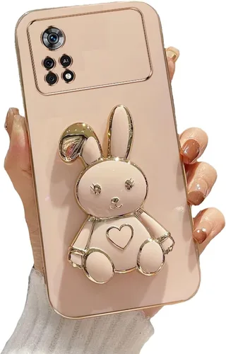 Miniatura 98 de Estuche con soporte de conejo de corazón para Xiaomi Redmi Note 10S, galvanizado suave TPU protector delgado a prueba de golpes con lindo conejito