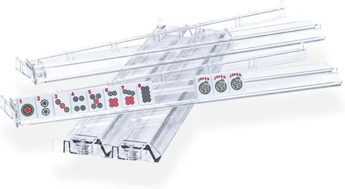 Miniatura 11 de Soporte y empujador todo en uno para Mahjong, combo de soporte y empujador de acrílico transparente, soportes modernos para fichas de Majiang Morado