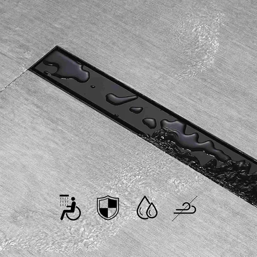Miniatura 3 de SaniteModar Drenaje de ducha lineal, drenaje lineal negro de 36 pulgadas con inserción plana y de azulejos 2 en 1, panel, desagüe de suelo de ducha