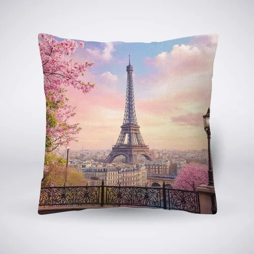 Miniatura 11 de Pehede Funda de almohada decorativa de lino y algodón con diseño de pintura al óleo de París, vista de la calle de París, para sofá, silla
