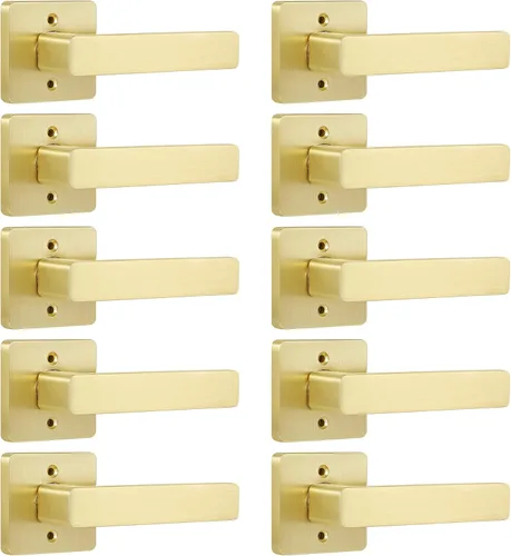 Miniatura 12 de Leydebong - Paquete de 4 picaportes resistentes para entrada con llave, manija dorada, llaves iguales/combo con llave, reversible para la izquierda
