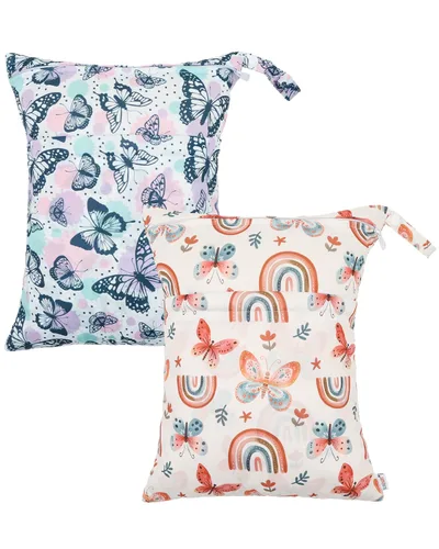 Miniatura 41 de ALVABABY 2 bolsas de pañales de tela para ropa húmeda, reutilizables con dos bolsillos con cremallera, para viajes, playa, piscina, guardería
