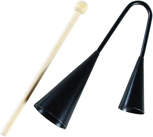 Miniatura 5 de Agogo Bell - Instrumento de percusión tradicional de samba de dos tonos con palo de madera para niños pequeños