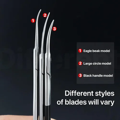 Miniatura 7 de Qunzhao Tijeras de cutícula para mujeres y hombres, curvadas de acero inoxidable con punta de aseo, cuchillas de manicura, uñas para piel seca (1)