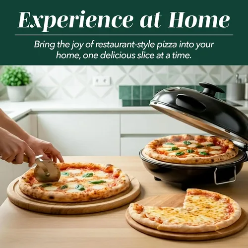 Miniatura 7 de Horno de Pizza Eléctrico de Encimera Cook With Color – Pizzero para Pizzas Crujientes de Encimera, Calienta hasta 800˚F, Piedra Cerámica de 12 Negro