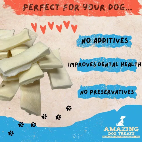 Miniatura 5 de Amazing Dog Treats - Tiras de mejillas de ternera prémium para masticar perros (10 pulgadas - 5 unidades) - Sin olor - Corte grueso - Alternativa