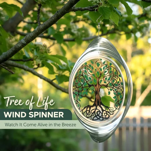 Miniatura 2 de ISEO Molinillo de viento XL Árbol de la Vida para patio y jardín, decoración colgante al aire libre, arte de patio, decoración de porche y patio