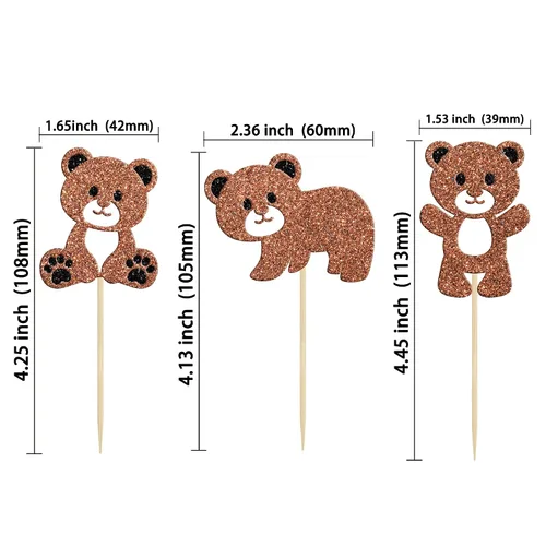 Miniatura 2 de Gyufise 24 piezas de decoración de fiesta de cumpleaños de oso para baby shower, We Can Bearly Wait Cupcake Toppers Decoración de mesa, accesorios
