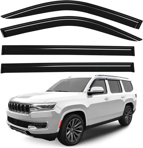 Miniatura 8 de Deflectores de ventana tintados ahumados con cinta adhesiva para ventana lateral, deflectores de lluvia compatibles con Honda Pilot 2016-2022 - 4
